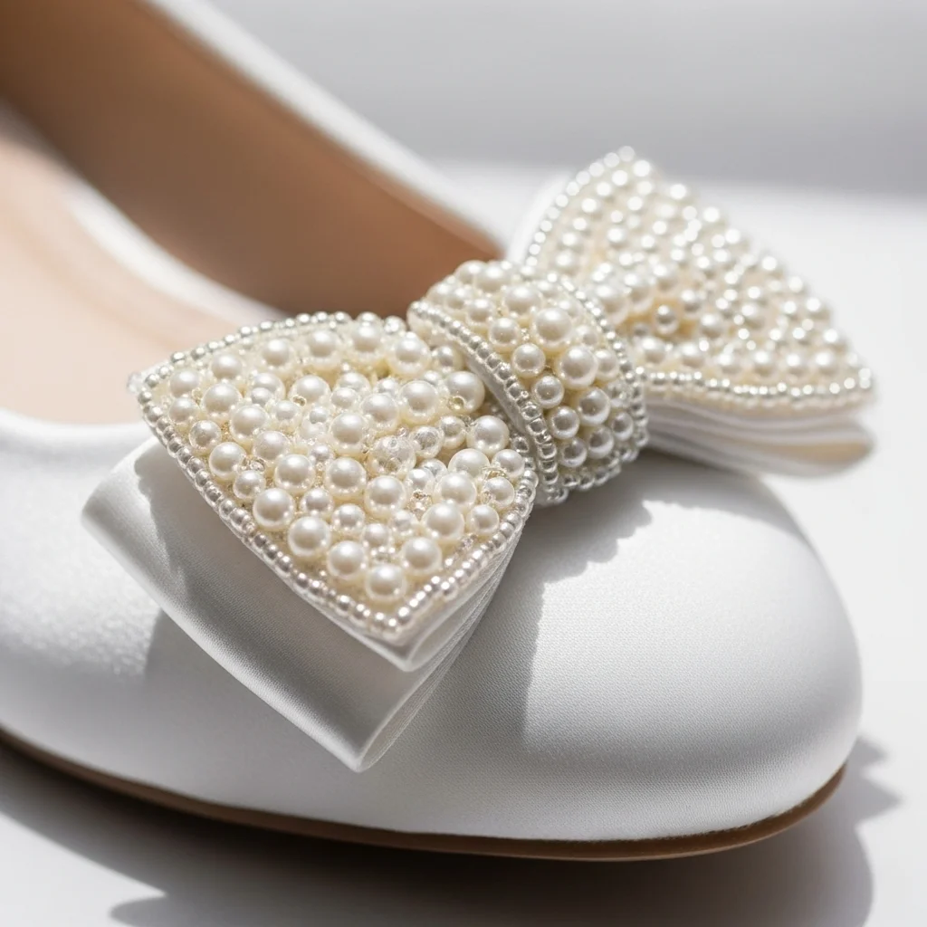 Timeless Elegance: 19 Pearl Wedding Shoes for Your Unforgettable Day 7 pearl bow ballet flat
