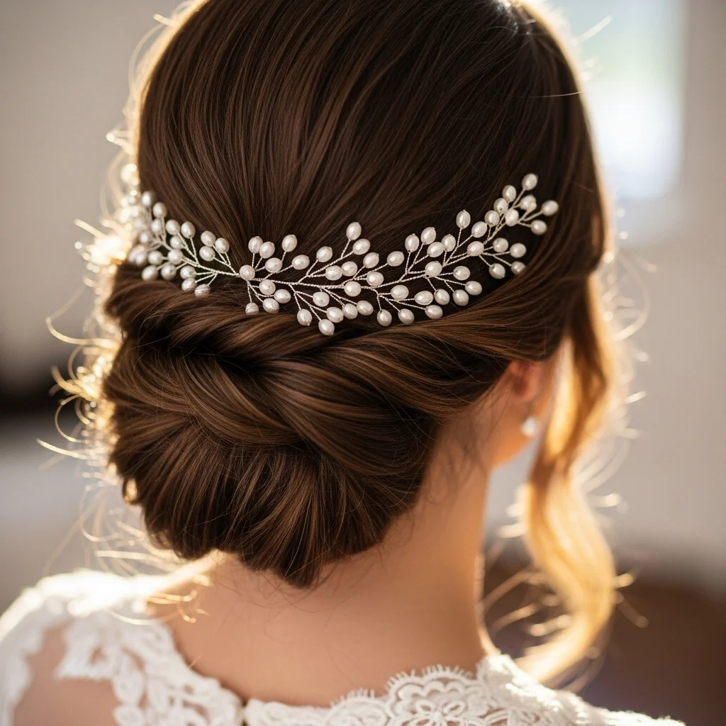 23 Elegant Half Up Half Down Wedding Hairstyles 8 pearl embellished half up