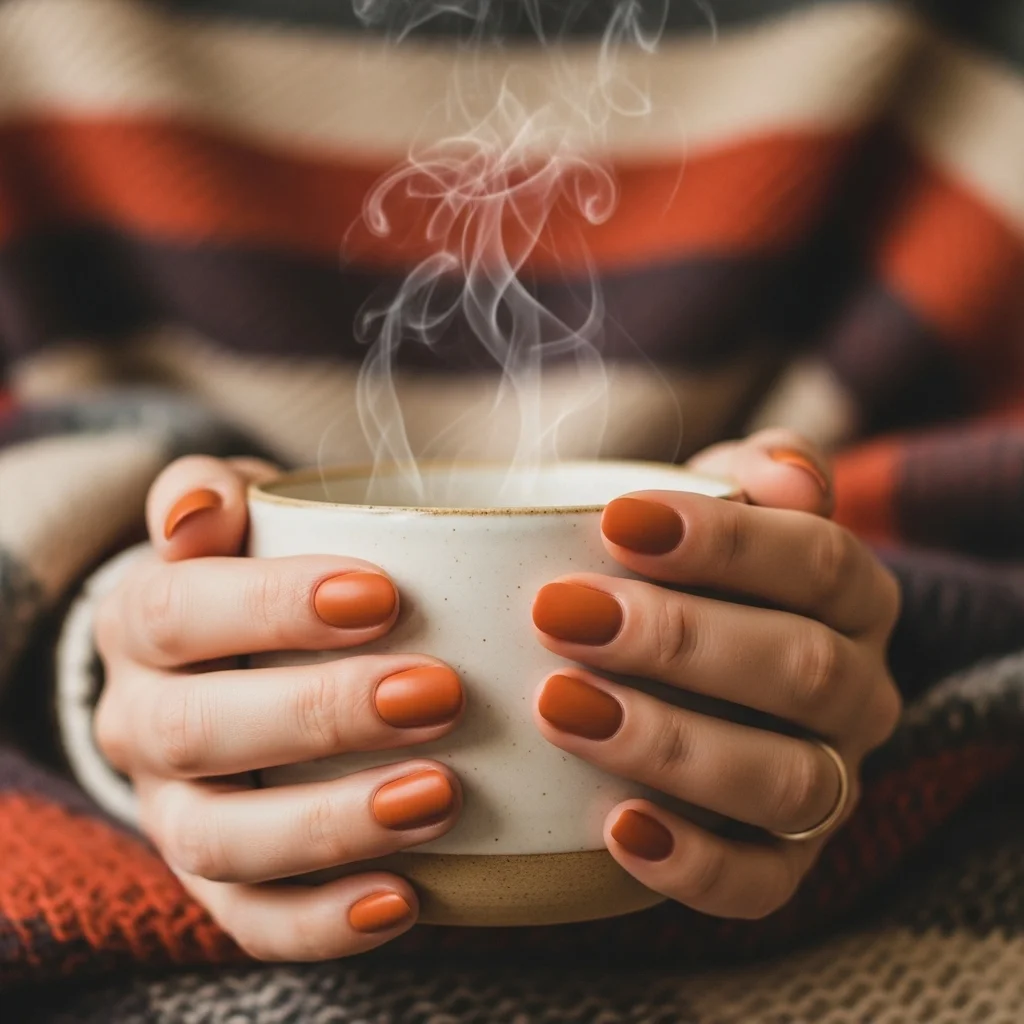 Top 17 Simple Fall Nail Designs That Are Cozy & Chic 3 pumpkin spice orange matte