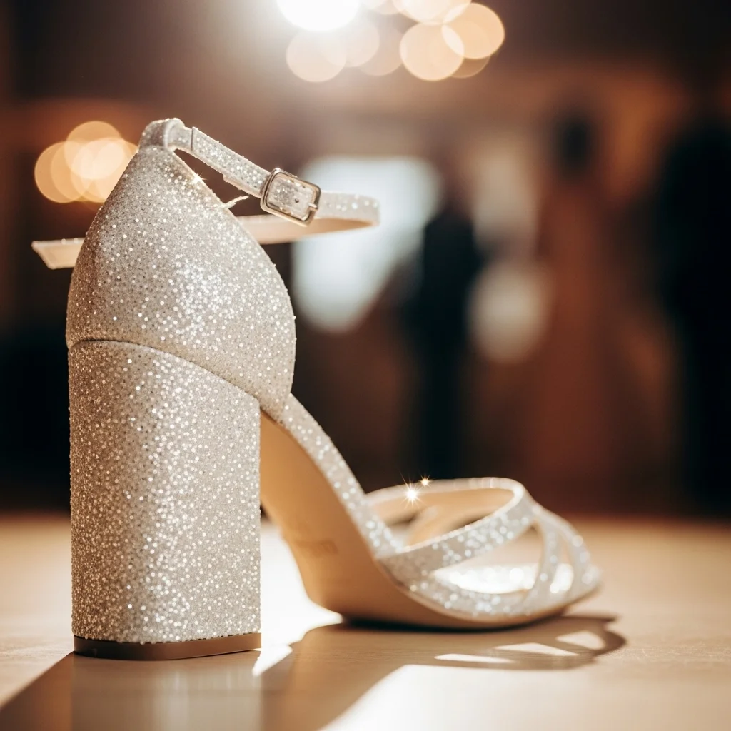Step into Forever: Top 17 Ivory Wedding Shoes for Your Dream Day 17 radiant ivory glitter block heel