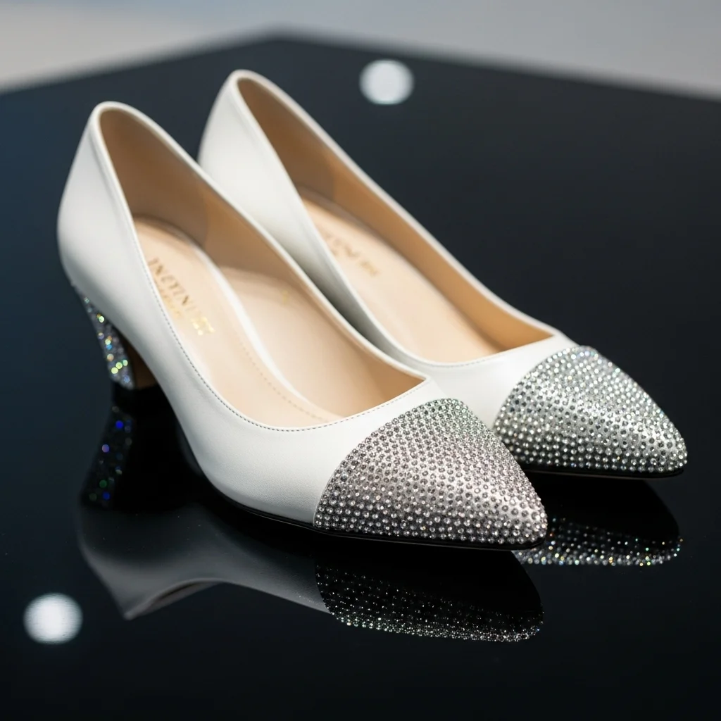 Step into Comfort & Style: Top 21 Low-Heel Wedding Shoes for Your Big Day 10 rhinestone detail pump