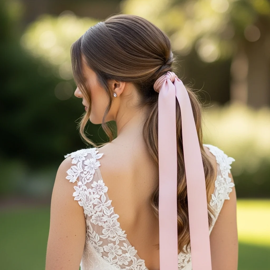 ribbon tied low ponytail