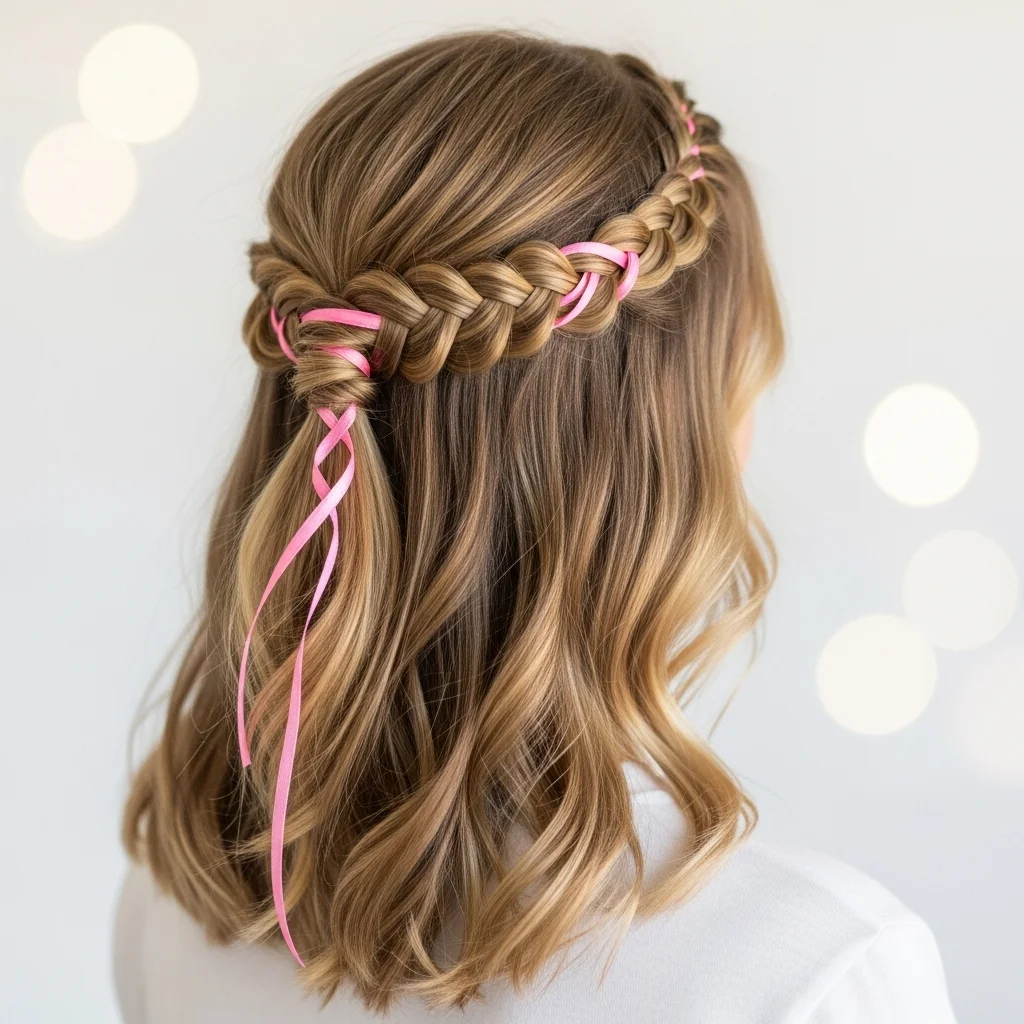 Elevate Your Style: 17 Gorgeous Braided Half-Up Half-Down Hairstyles to Inspire Your Next Look 16 ribbon woven braid half up