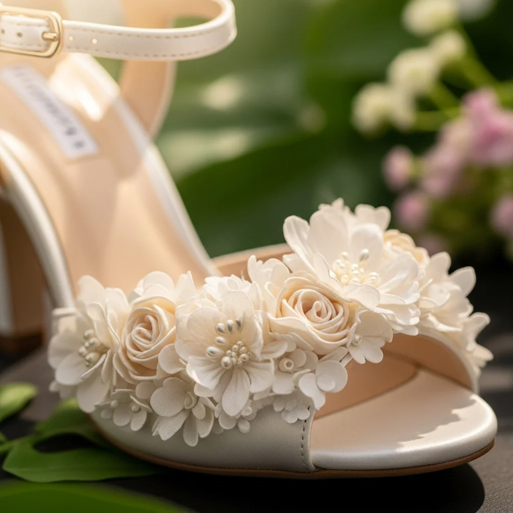 Step into Forever: Top 17 Ivory Wedding Shoes for Your Dream Day 12 romantic ivory floral appliqu shoe