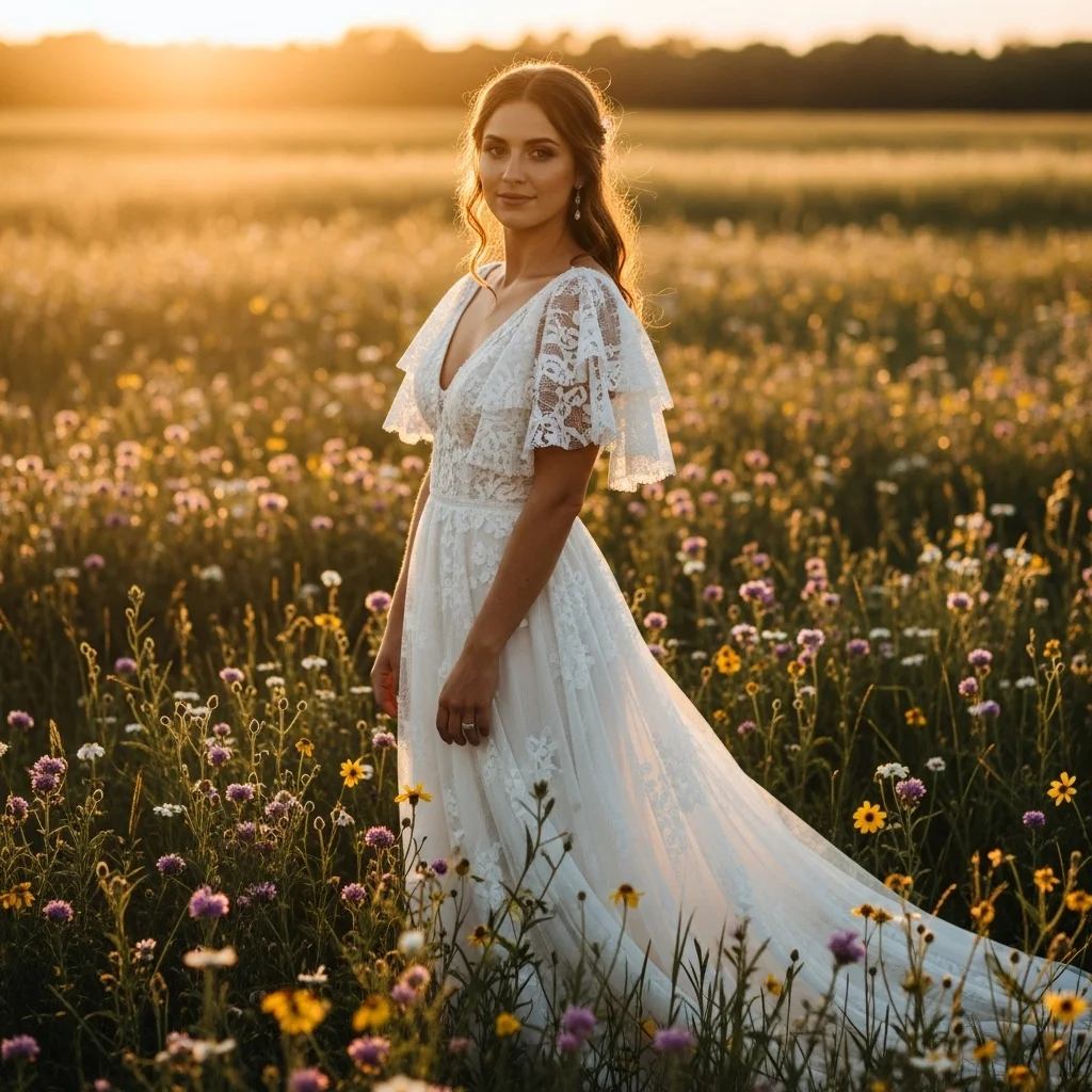 romantic ruffle sleeve gown