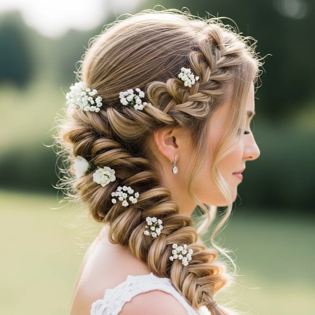 romantic side braid