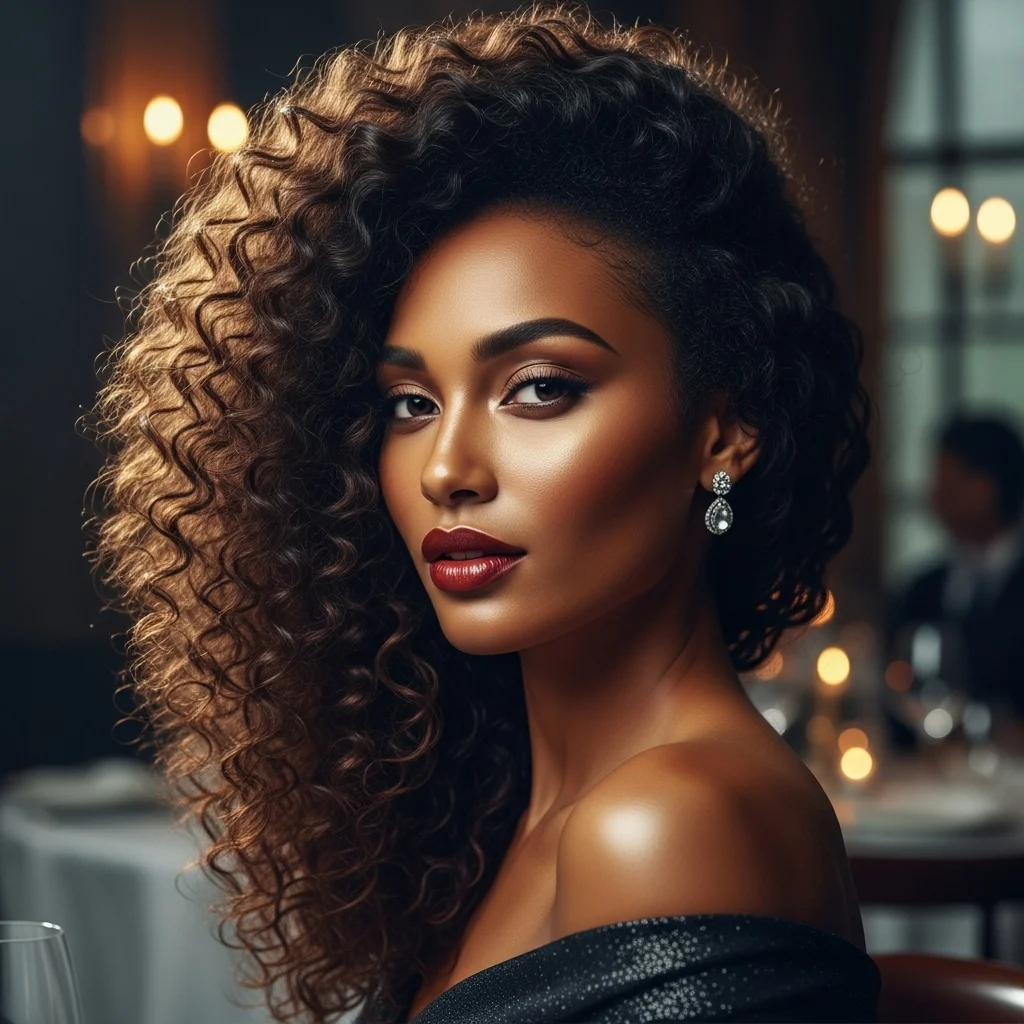 romantic side swept curls