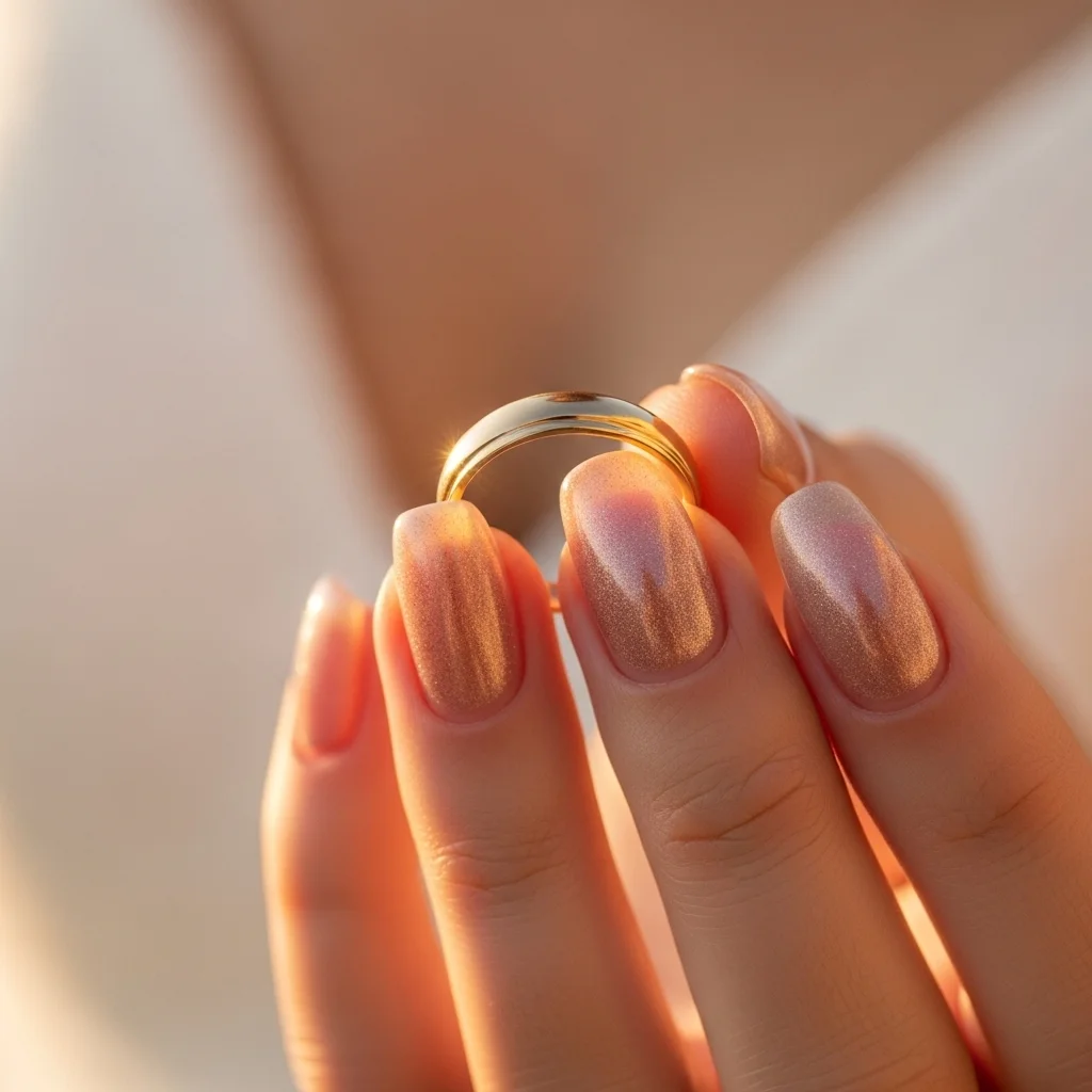 21 Stunning Neutral Wedding Nails for Brides: Timeless Elegance for Your Big Day 9 rose gold kiss