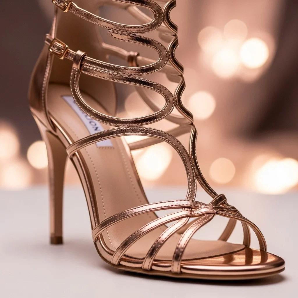 Step into Forever: Top 23 Wedding Shoe Sandals for Your Big Day 6 rose gold metallic strappy stiletto
