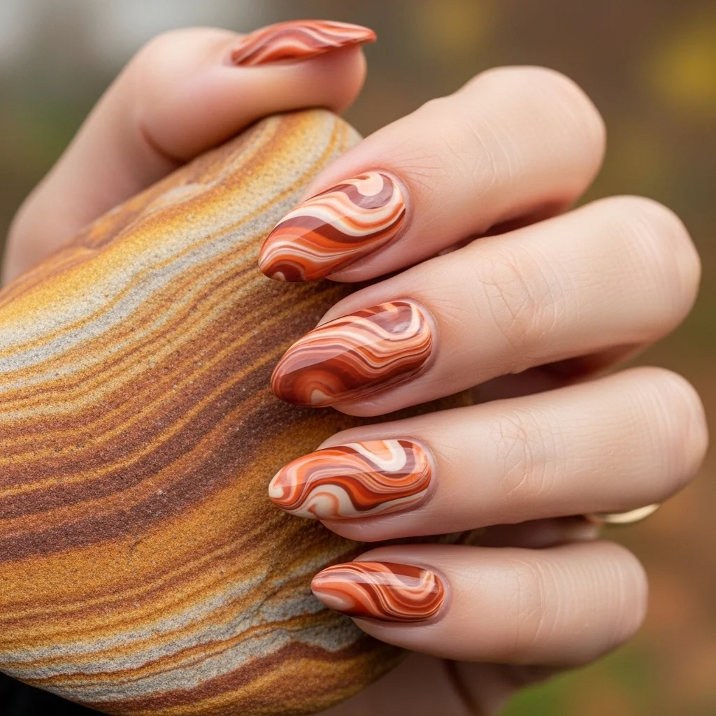 rust toned marbled design
