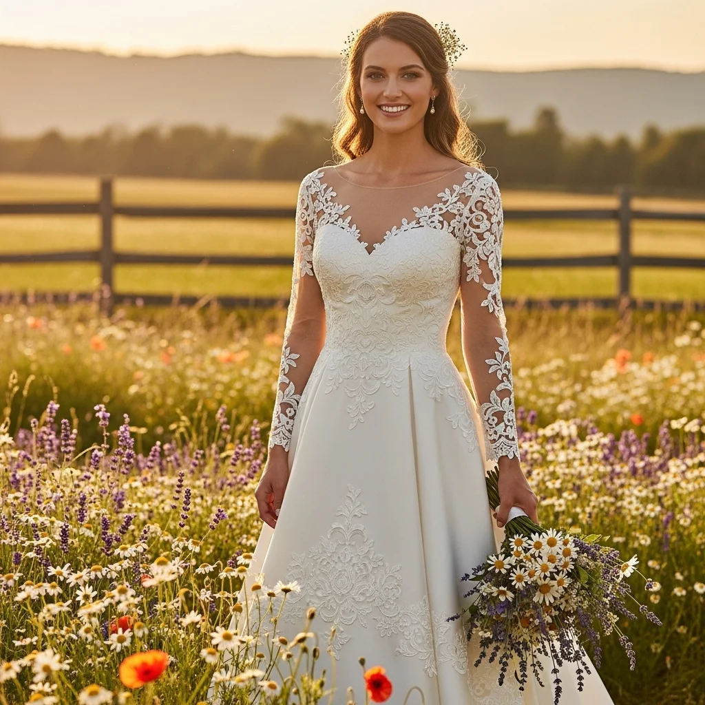Top 19 Boho Chic Wedding Dresses for Your Free-Spirited Celebration 11 rustic chantilly lace a line