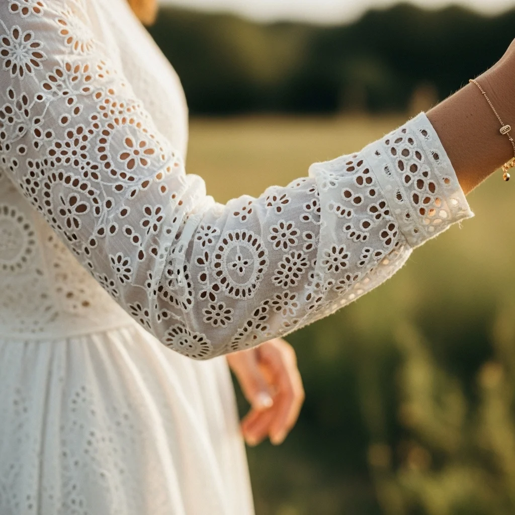 rustic cotton eyelet long sleeves