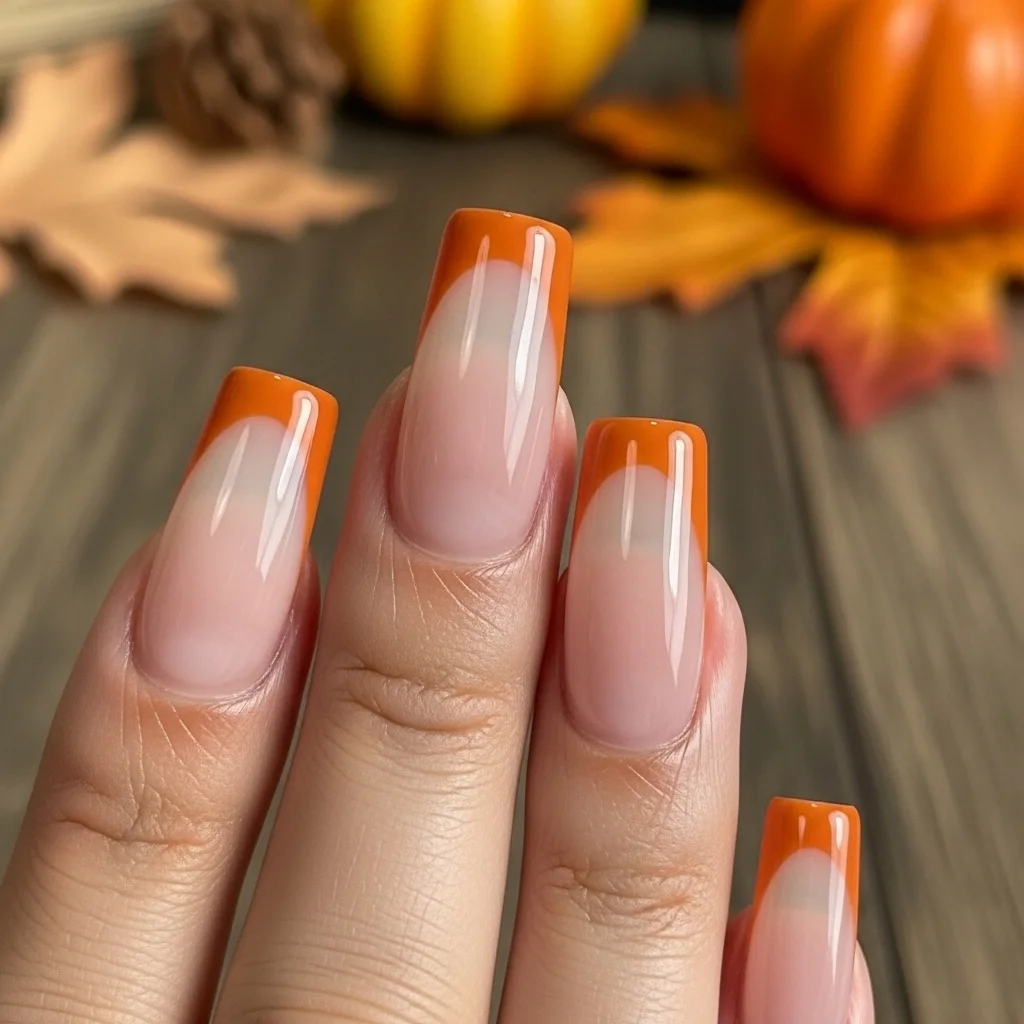 The Top 27 Acrylic Nail Designs You Need This Autumn! 17 rustic french tip with fall colors