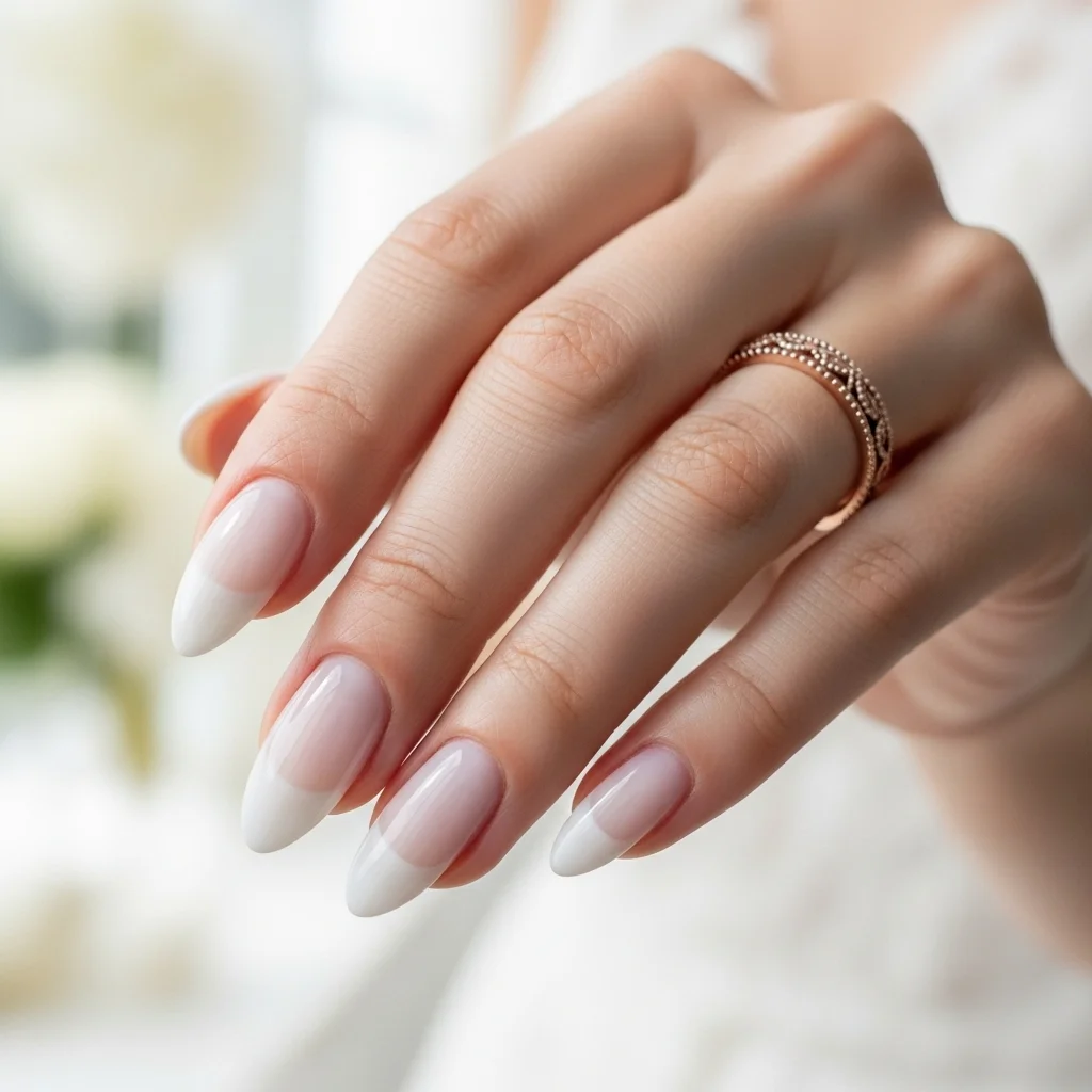 The Top 15 Acrylic Almond Nails for Bride To Enhance looks 3 sheer milky white