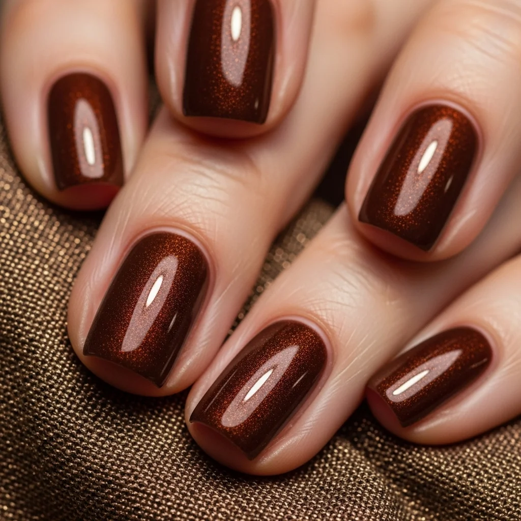 Top 19 Simple Fall Nail Design Ideas You'll Adore This Season 20 shimmering bronze top coat