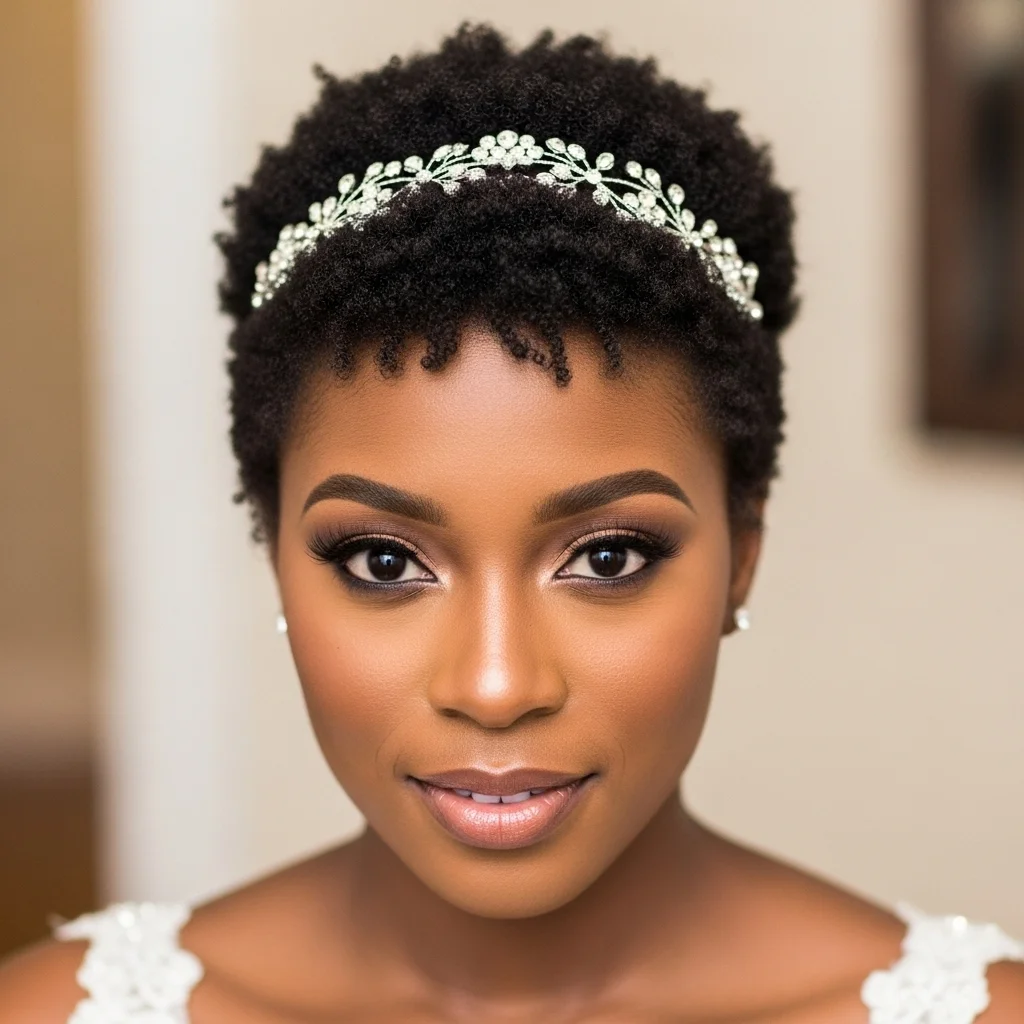short cropped natural with embellishment