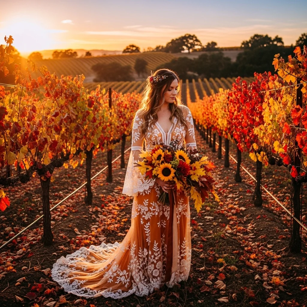23 Stunningly Unique Colored Wedding Dresses 22 sienna orange warmth