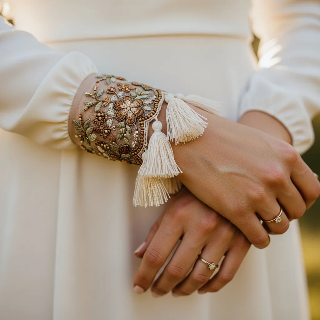 simple satin with bohemian cuffs