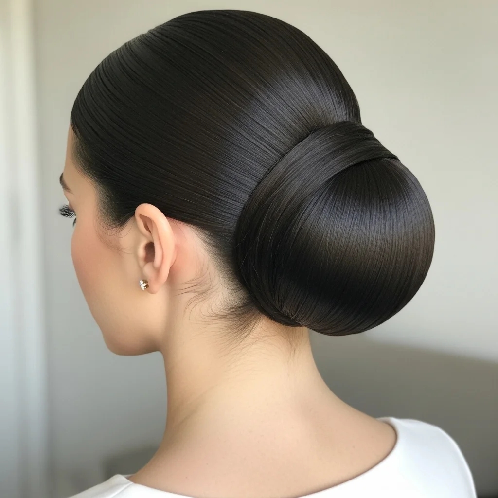 sleek back bun pulled back
