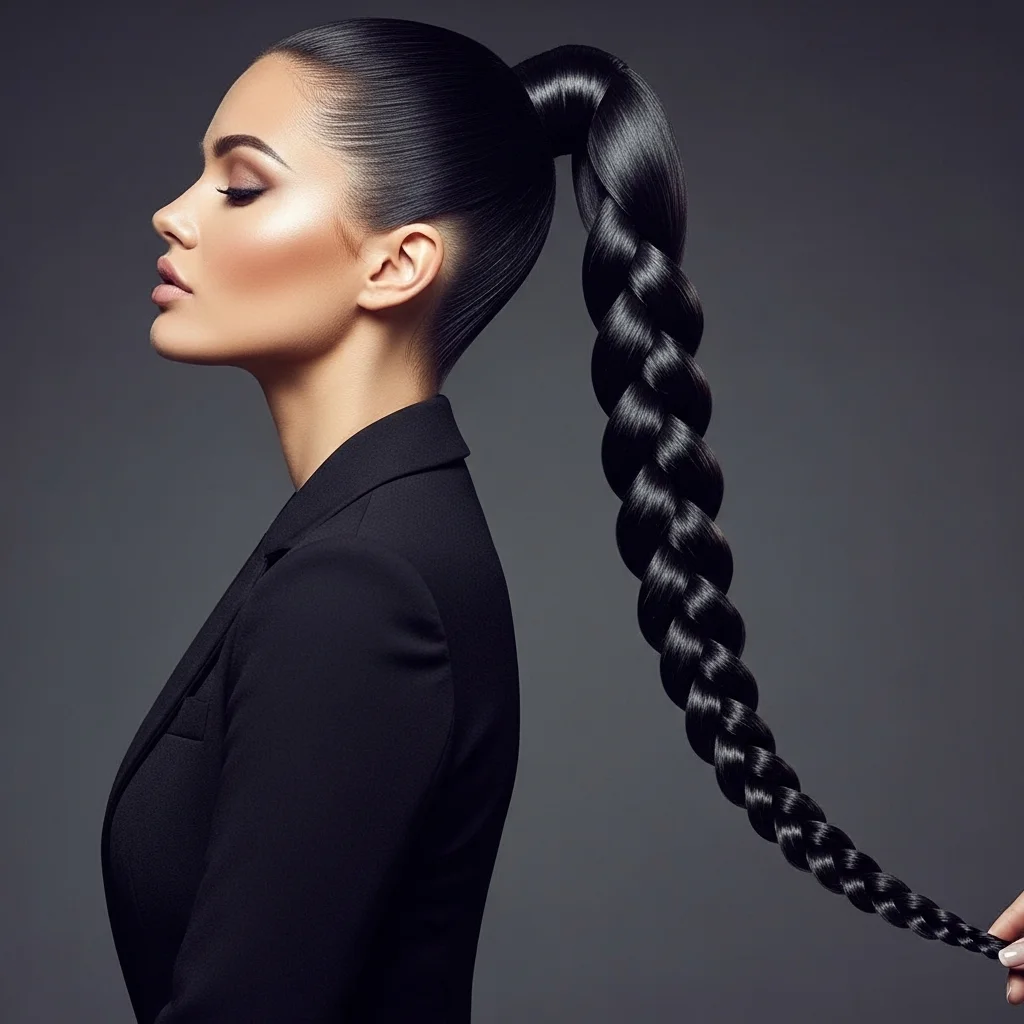 sleek braided ponytail single braid