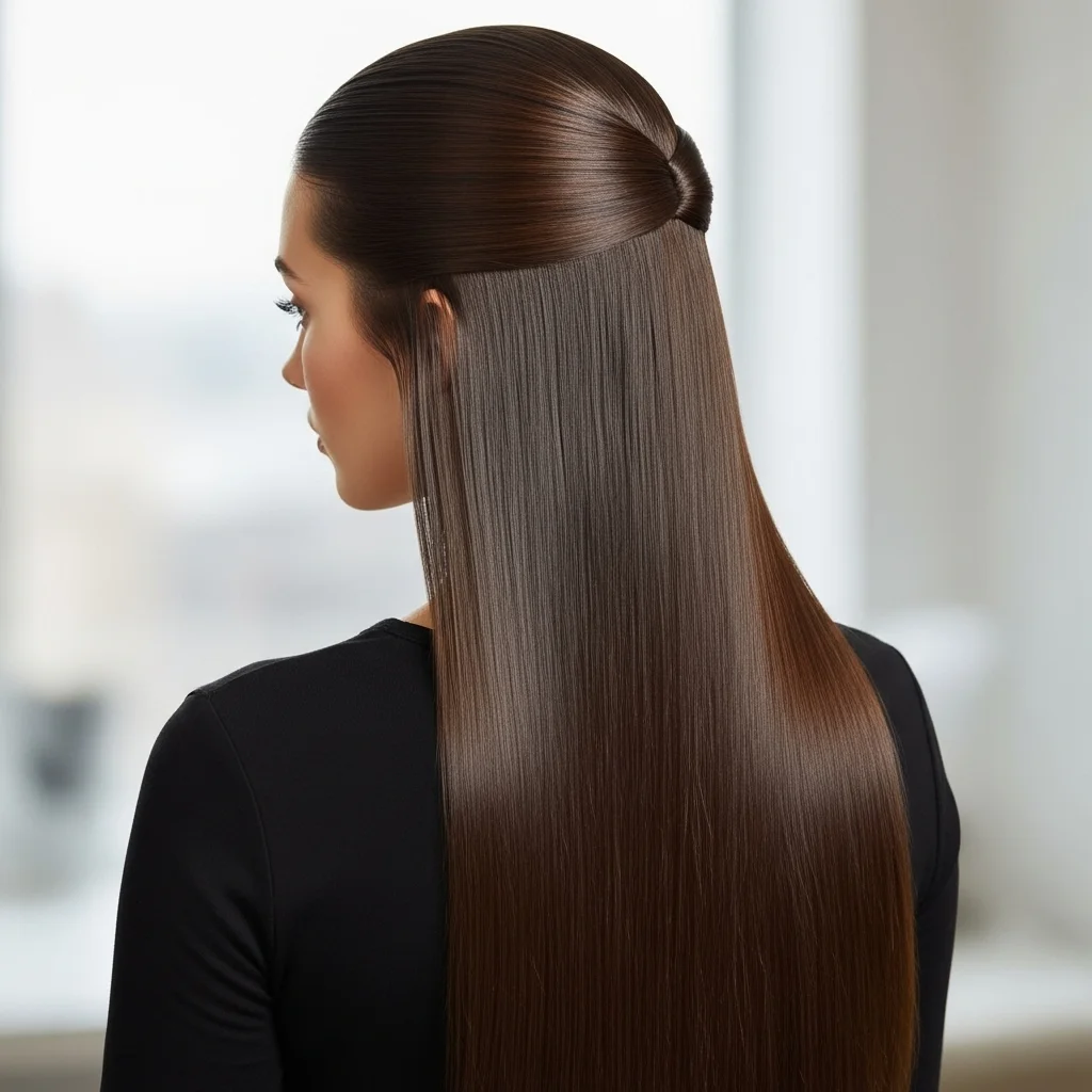 sleek half up half down top section sleek