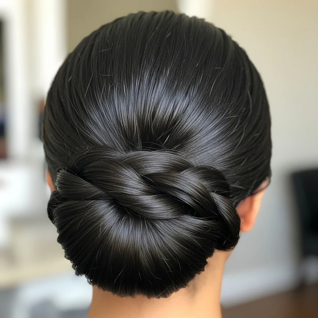 sleek low bun with a twist