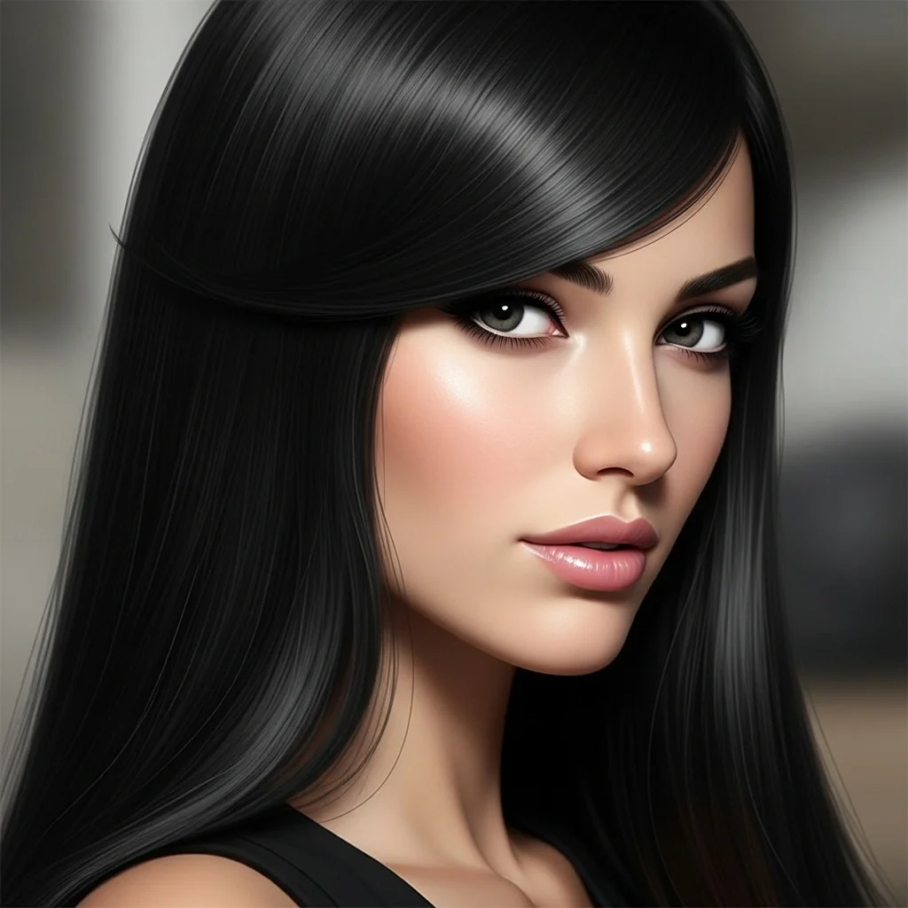 sleek side swept bangs with smooth hair
