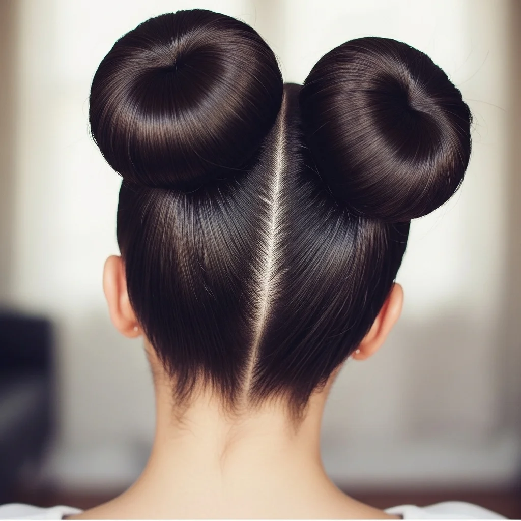sleek space buns tight high