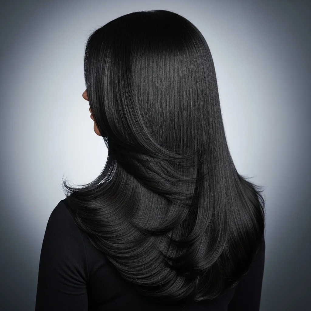 sleek straight hair