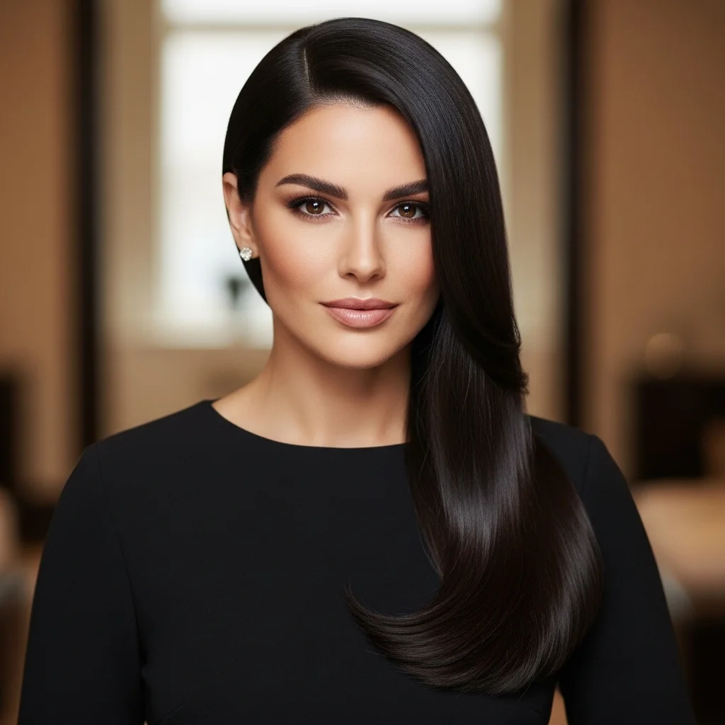 19 Hairstyles That Will Turn Heads 9 sleek straight long side part