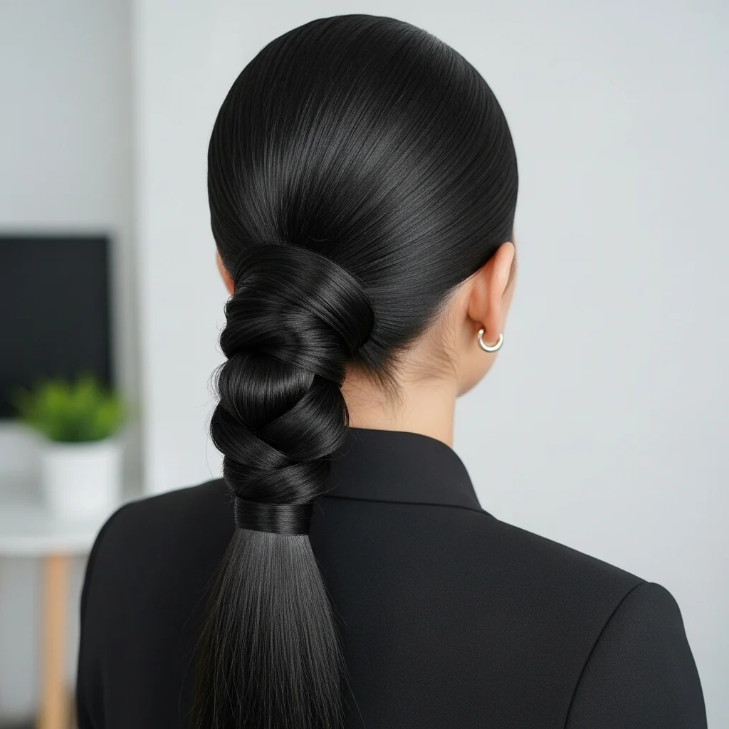 sleek twisted low ponytail