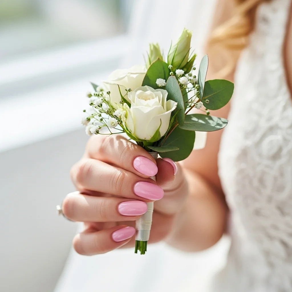 21 Stunning Neutral Wedding Nails for Brides: Timeless Elegance for Your Big Day 5 soft pink glaze