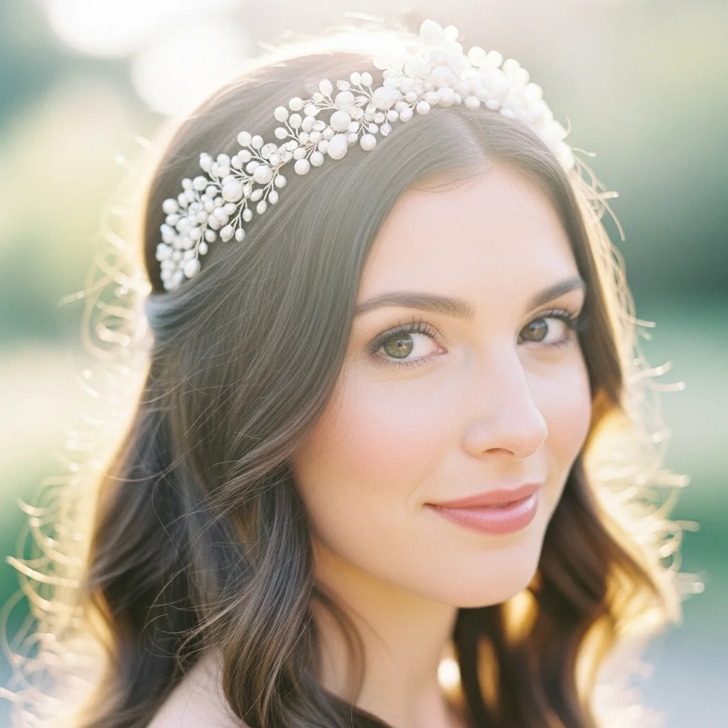 25 Dreamy Bridal Headband Hairstyles: Your Ultimate Wedding Hair Guide! 18 soft waves with pearl crystal halo headband