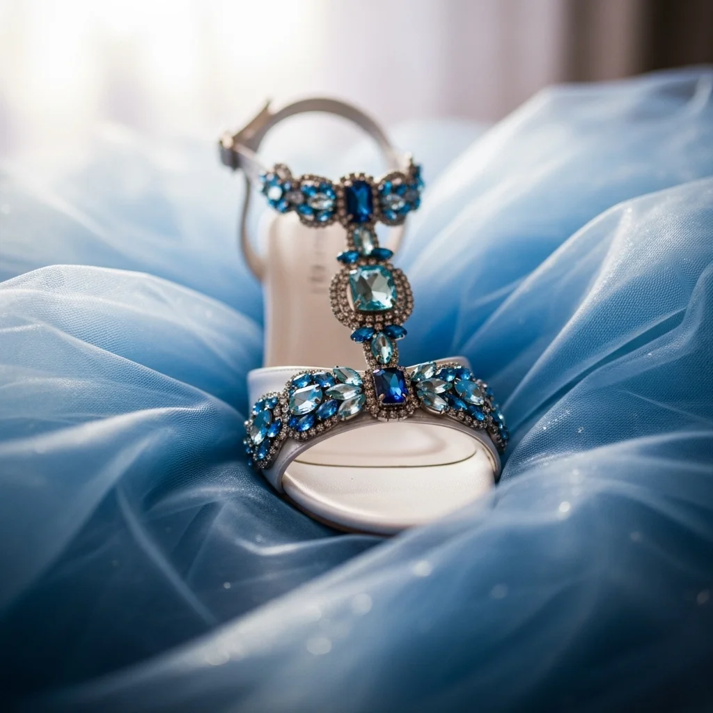 Step into Forever: Top 23 Wedding Shoe Sandals for Your Big Day 7 something blue jewel embellished sandal