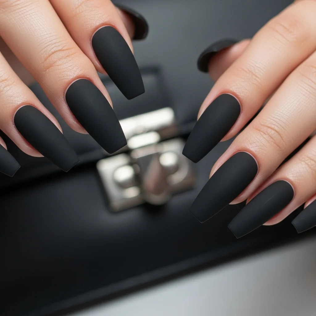 The Top 27 Acrylic Nail Designs You Need This Autumn! 10 sophisticated matte black