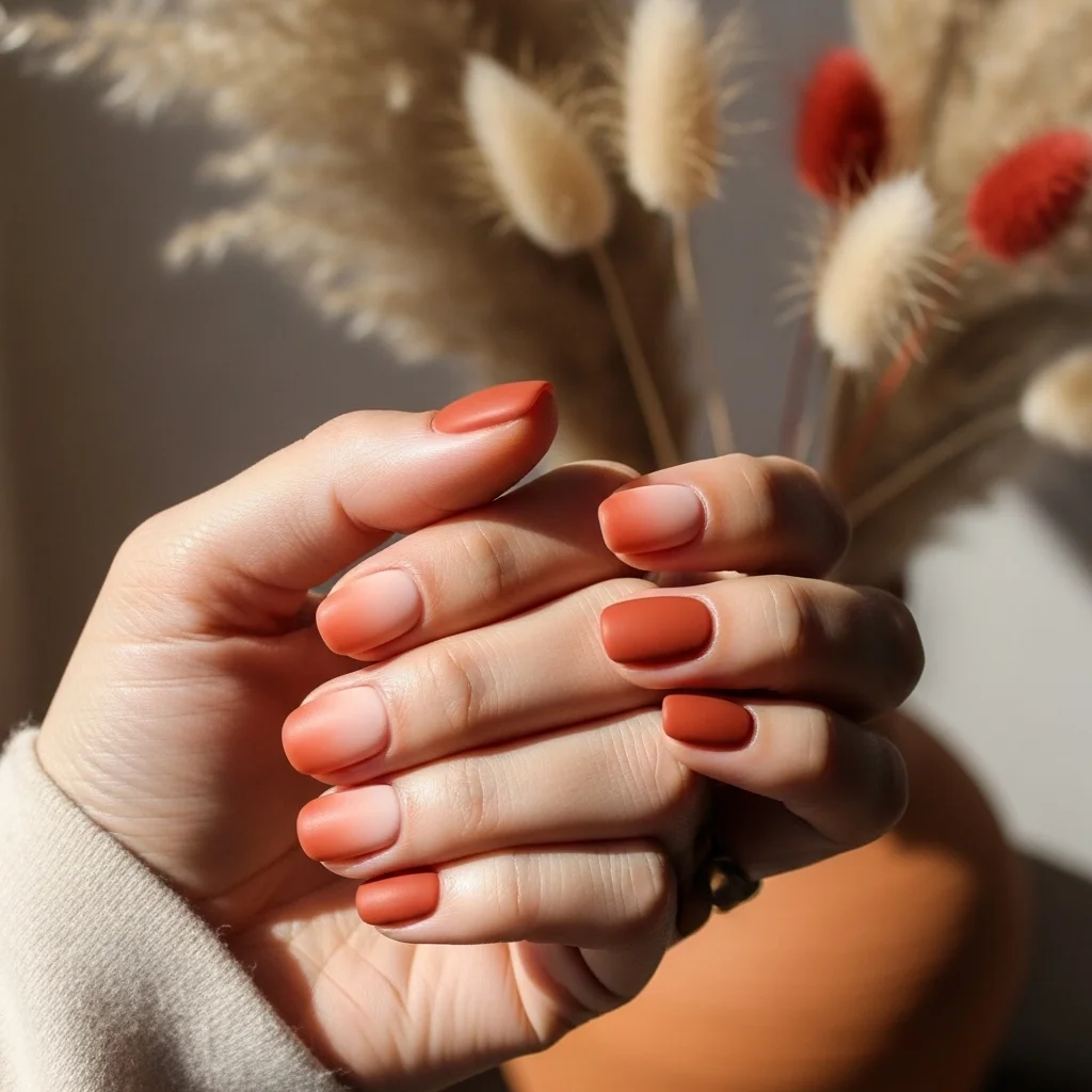 23 Enchanting Fall Ombre Nails You Need to Try This Season 15 spiced peach to terracotta ombre