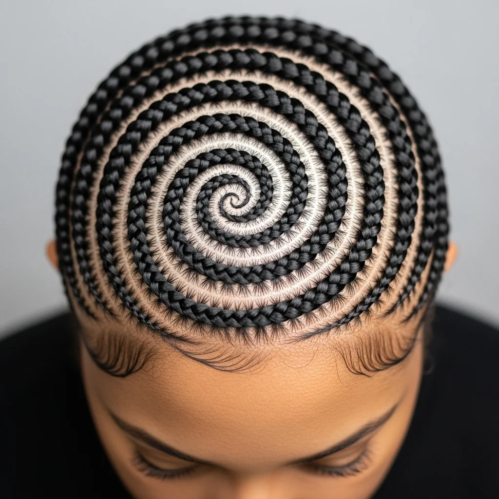 spiral swirl cornrows