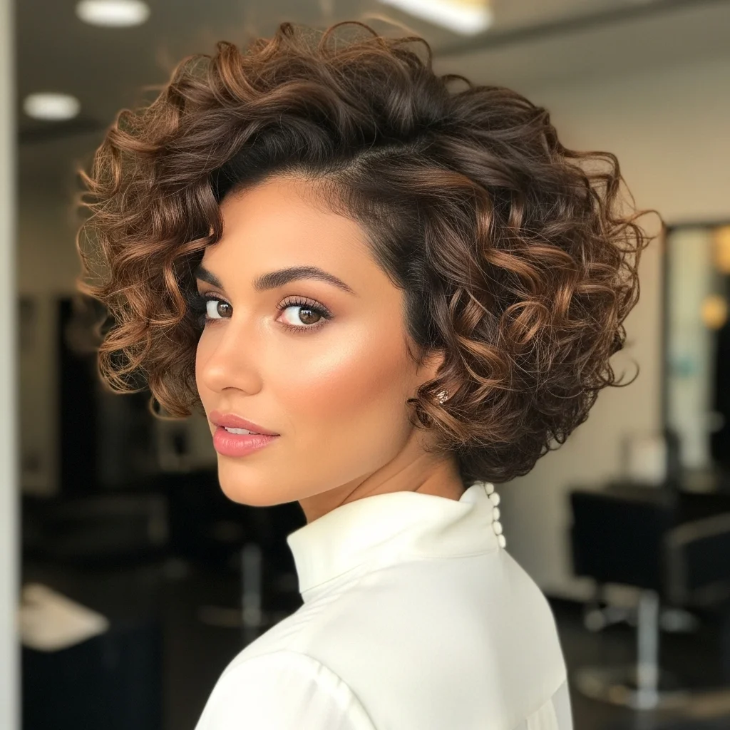 stacked curly bob