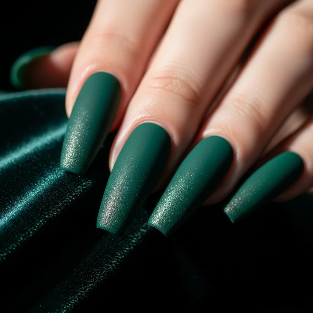 17 Stunning Matte Green Nail Ideas for Fall 14 subtle shimmer matte green