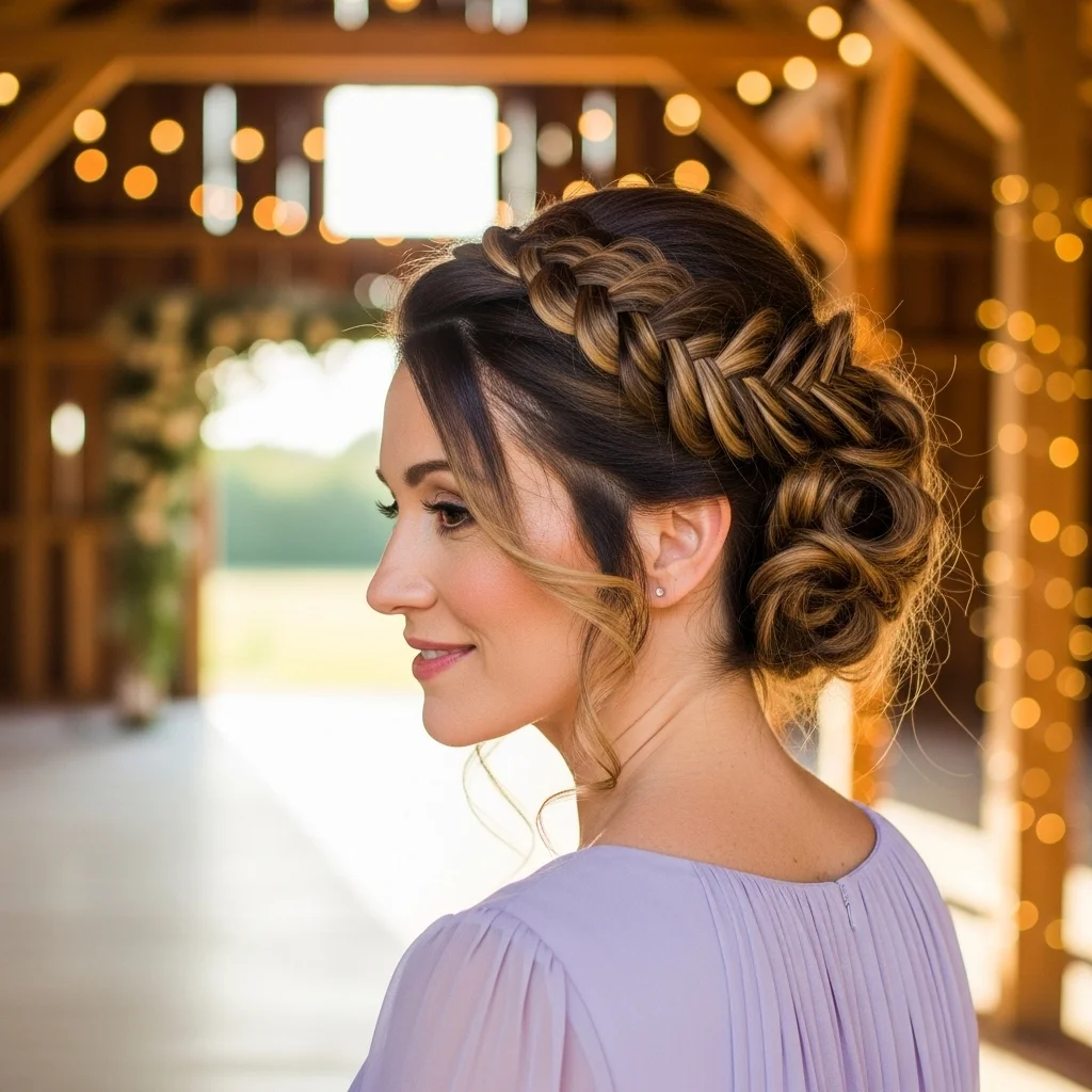 Radiant & Refined: 25 Mother of the Bride Updo Hairstyles for a Picture-Perfect Day 9 textured fishtail braid updo 1