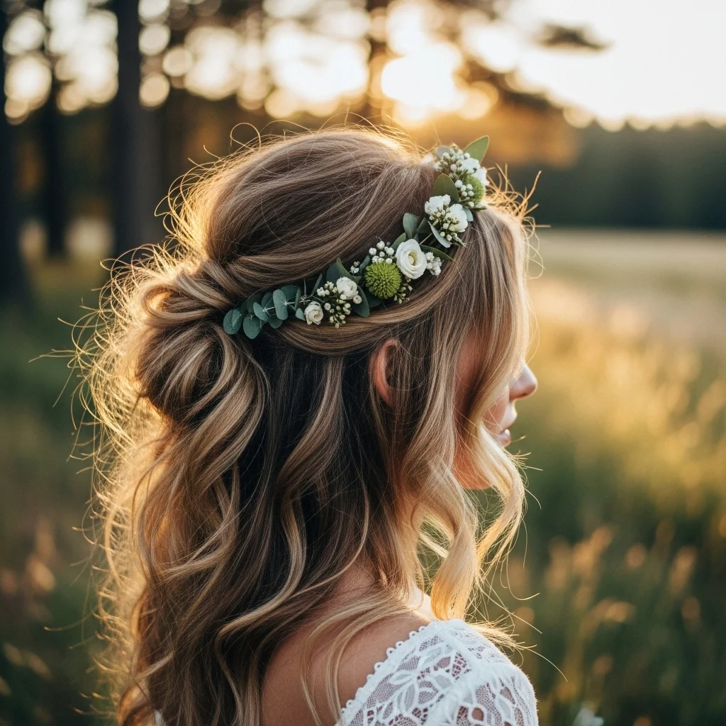 23 Elegant Half Up Half Down Wedding Hairstyles 16 textured messy half up
