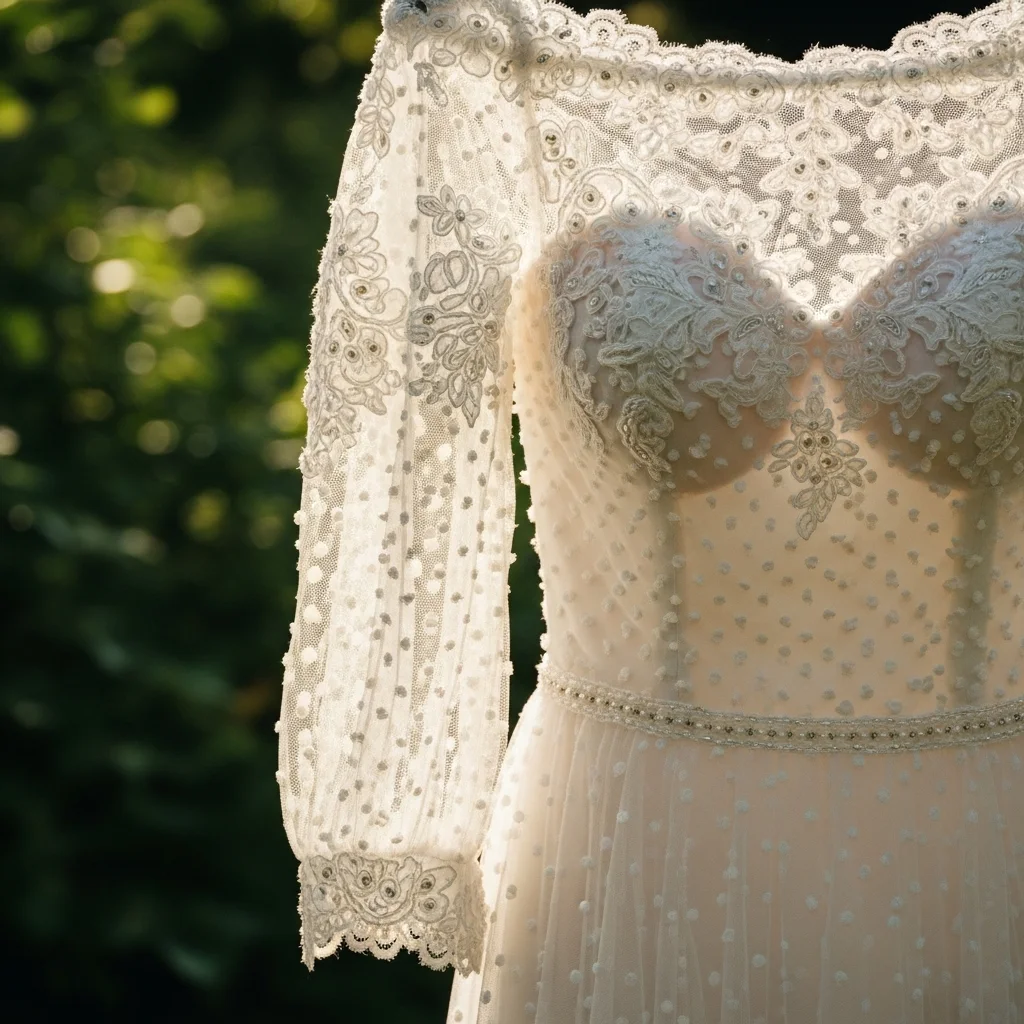 25 Off the Shoulder Boho Wedding Dresses 19 textured swiss dot tulle gown