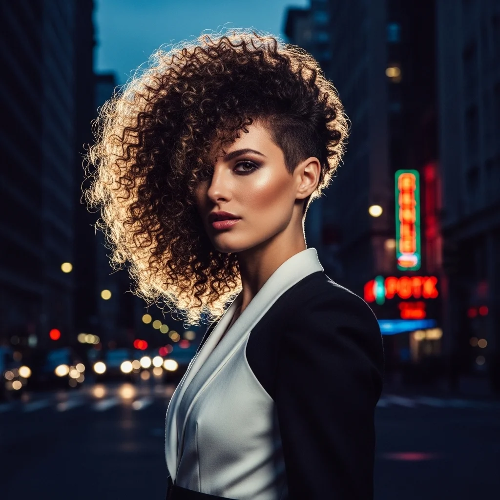 the asymmetrical curly bob