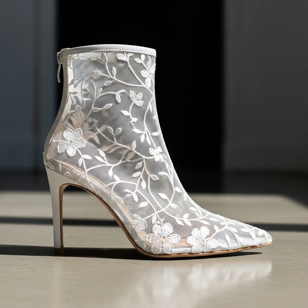 Step into Forever: Top 23 White Wedding Shoes Every Bride Needs to See! 23 the chic white embroidered mesh bootie