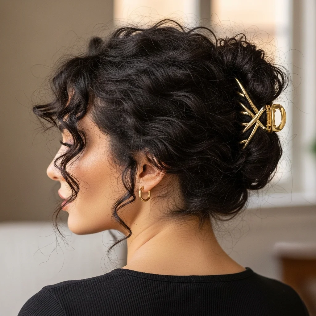 Top 19 Stunning Updo Hairstyles for Every Occasion! 16 the claw clip updo for curls