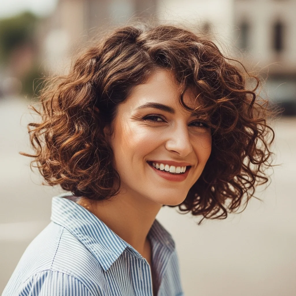 the curly bob chin length