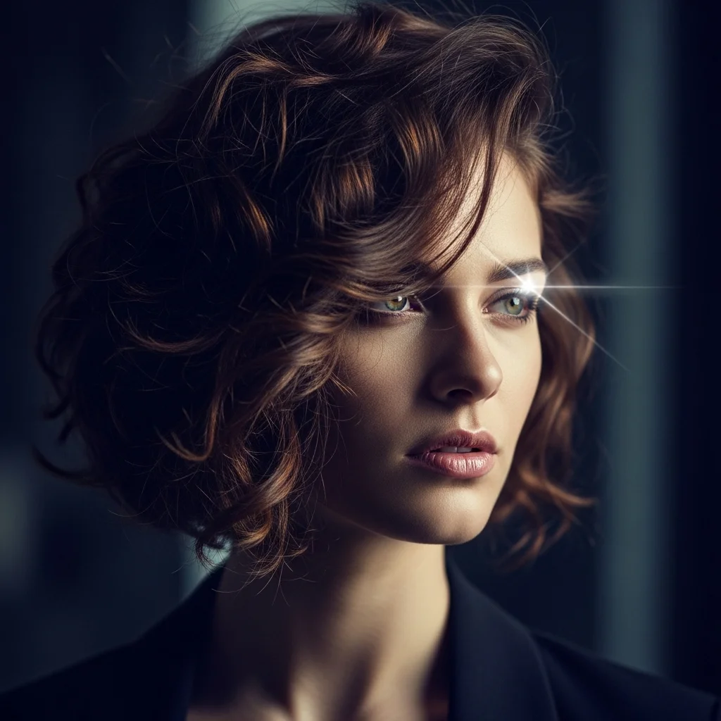 the deep side part curly bob