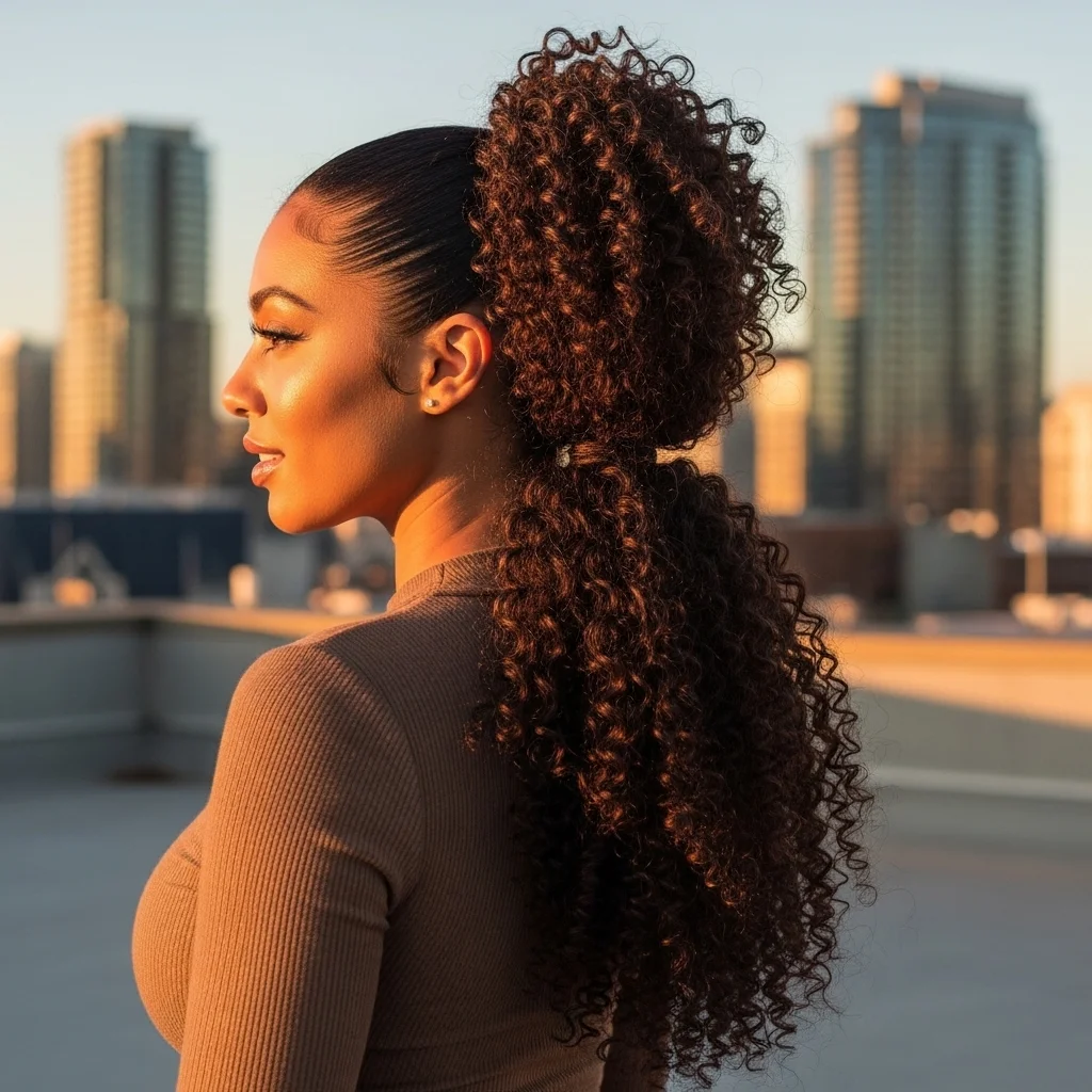 the double tiered curly ponytail