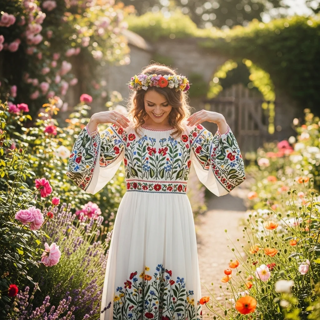 the embroidered folk inspired dress