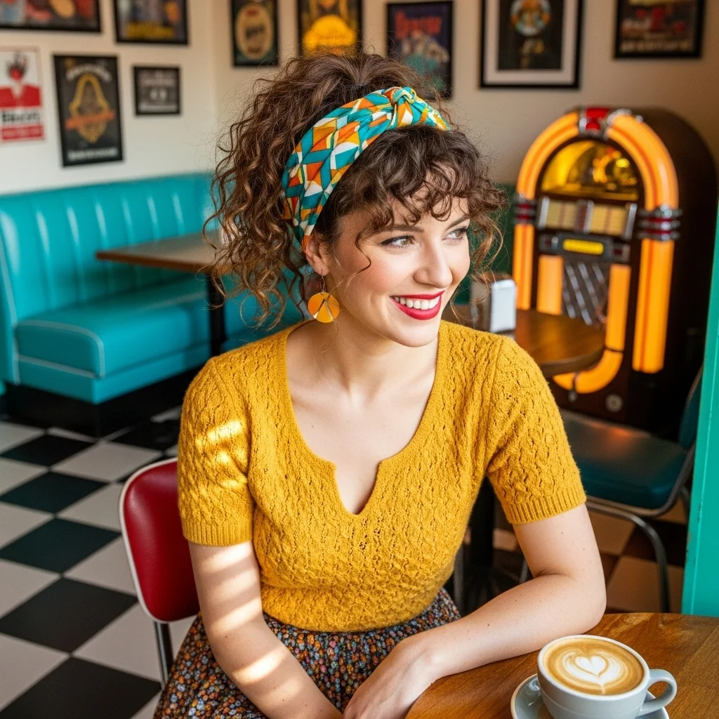the headband enhanced curly ponytail